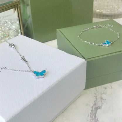 [⭐Shinejoy]BUTTERFLY TURQUOISE BUTTERFLY BRACELET SILVER
