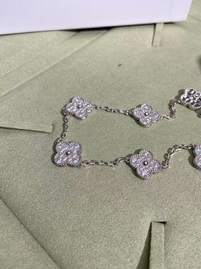 [⭐Shinejoy]CLOVER 10 MOTIFS  FULL DIAMOND NECKLACE
