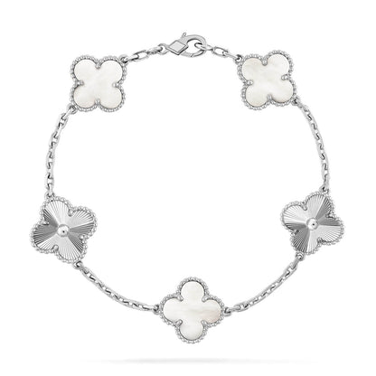 [⭐Shinejoy]CLOVER WHITE PEARL MOP 5 MOTIF BRACELET COLLECTION