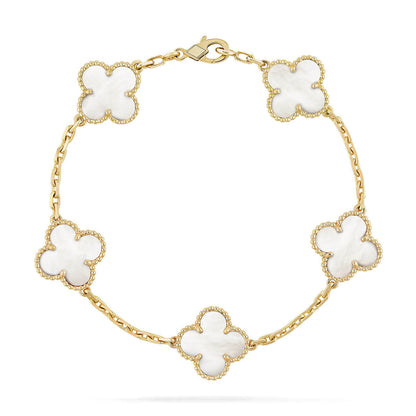 [⭐Shinejoy]CLOVER WHITE PEARL MOP 5 MOTIF BRACELET COLLECTION