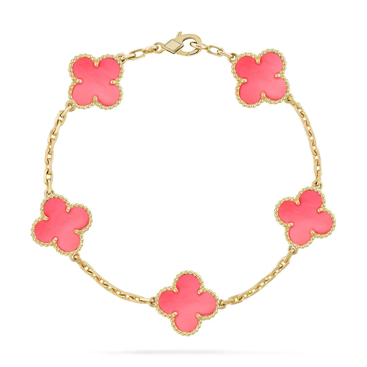 [⭐Shinejoy] CLOVER 5 MOTIFS PINK MOP ブレスレットコレクション