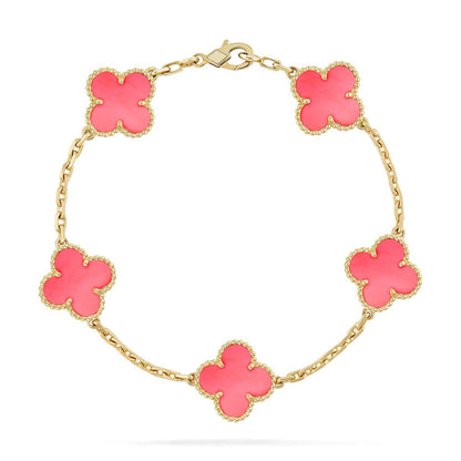 [⭐Shinejoy] CLOVER 5 MOTIFS PINK MOP ブレスレットコレクション