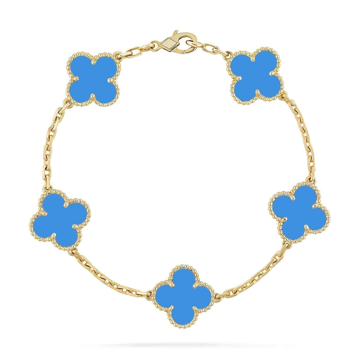 [⭐Shinejoy] CLOVER 5-MOTIV ARMBAND-KOLLEKTION AUS BLAUEM ACHAT