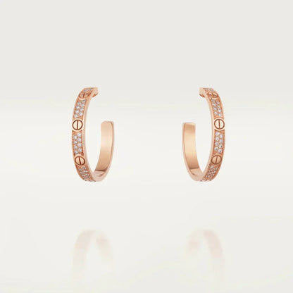 [⭐Shinejoy]LOVE DIAMOND PINK GOLD HOOP EARRINGS