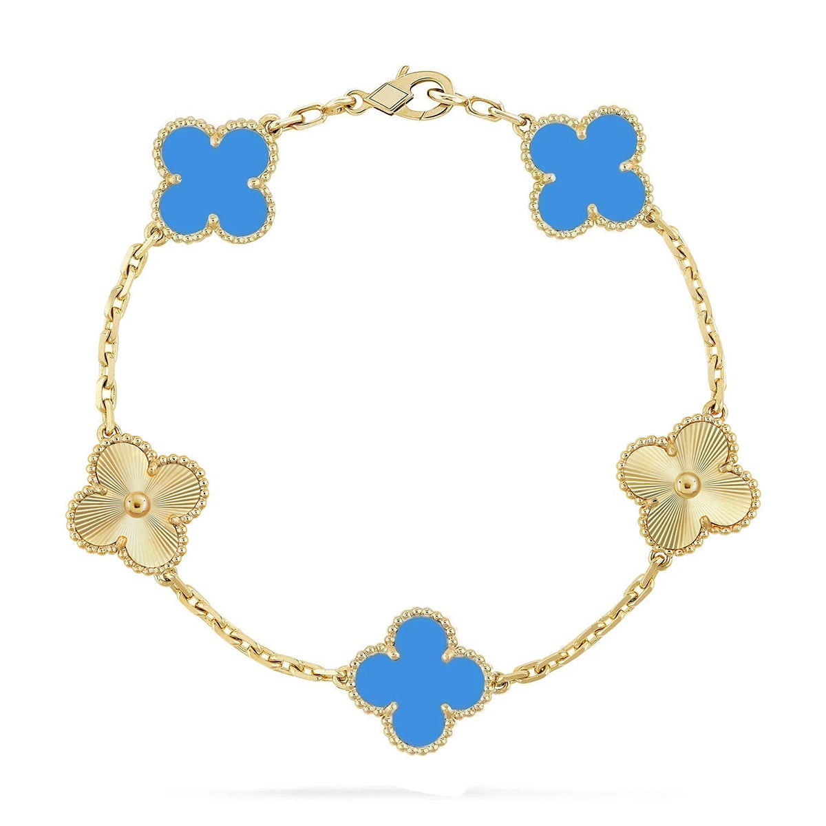 [⭐Shinejoy] CLOVER 5-MOTIV ARMBAND-KOLLEKTION AUS BLAUEM ACHAT