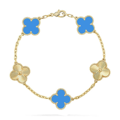 [⭐Shinejoy] CLOVER 5-MOTIV ARMBAND-KOLLEKTION AUS BLAUEM ACHAT