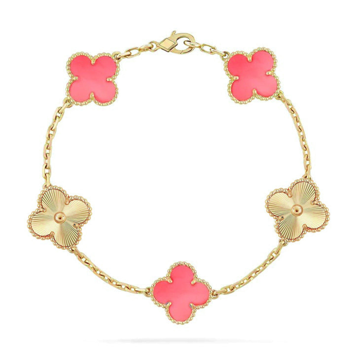 [⭐Shinejoy] CLOVER 5 MOTIFS PINK MOP ブレスレットコレクション