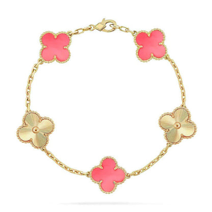 [⭐Shinejoy] CLOVER 5 MOTIFS PINK MOP ブレスレットコレクション
