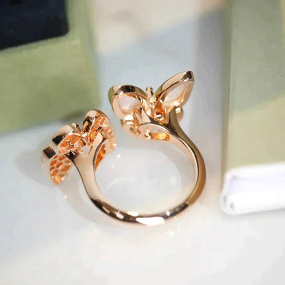 [⭐Shinejoy]TWIN BUTTERFLY DIAMANT PERLMUTT RING