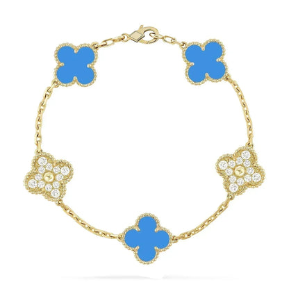 [⭐Shinejoy] CLOVER 5-MOTIV ARMBAND-KOLLEKTION AUS BLAUEM ACHAT