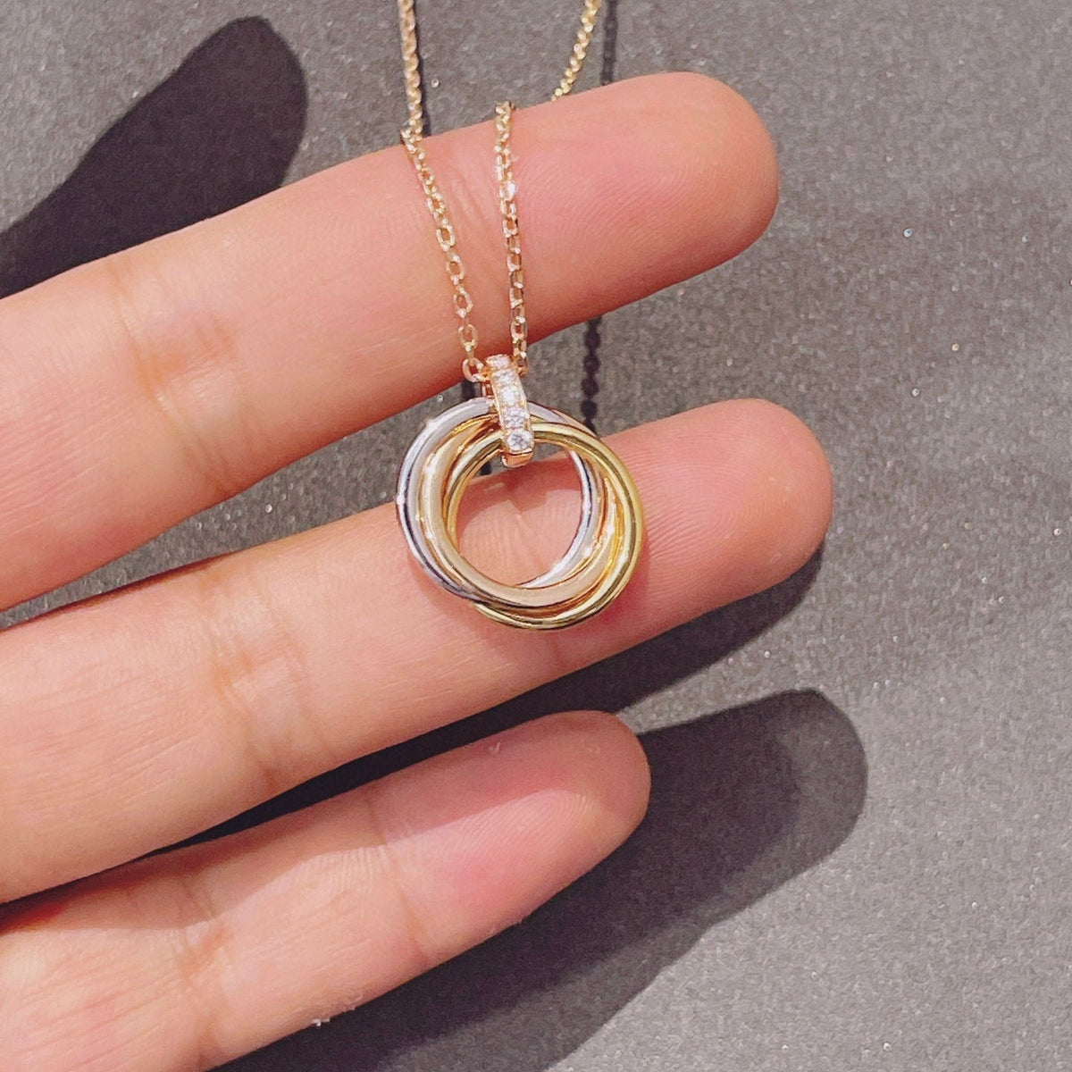 [⭐Shinejoy]TRINITY-HALSKETTE GOLD DIAMANTEN