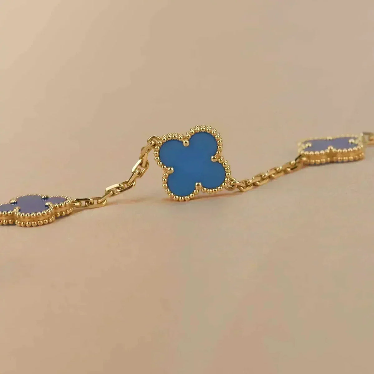 [⭐Shinejoy] CLOVER 5-MOTIV ARMBAND-KOLLEKTION AUS BLAUEM ACHAT