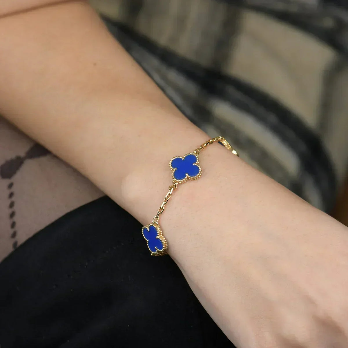 [⭐Shinejoy] CLOVER 5-MOTIV ARMBAND-KOLLEKTION AUS BLAUEM ACHAT