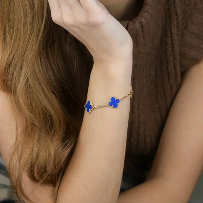 [⭐Shinejoy] CLOVER 5-MOTIV ARMBAND-KOLLEKTION AUS BLAUEM ACHAT