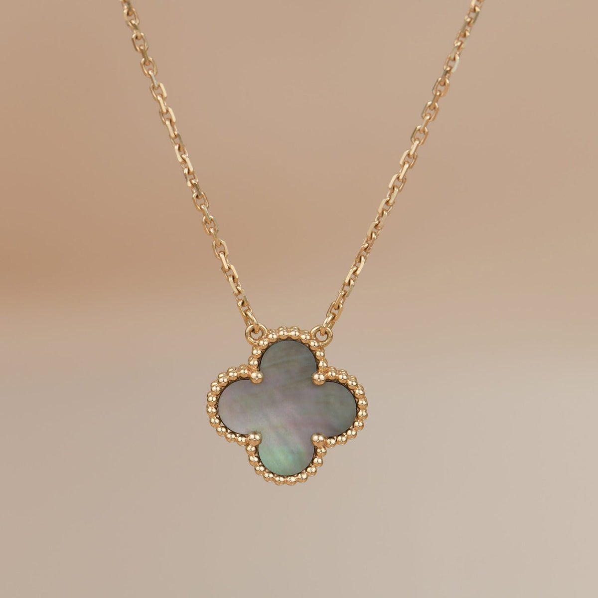 [⭐Shinejoy]CLOVER 15MM グレーマザーオブパールネックレス