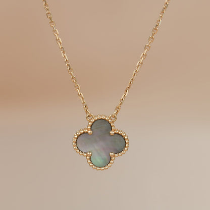 [⭐Shinejoy]CLOVER 15MM グレーマザーオブパールネックレス