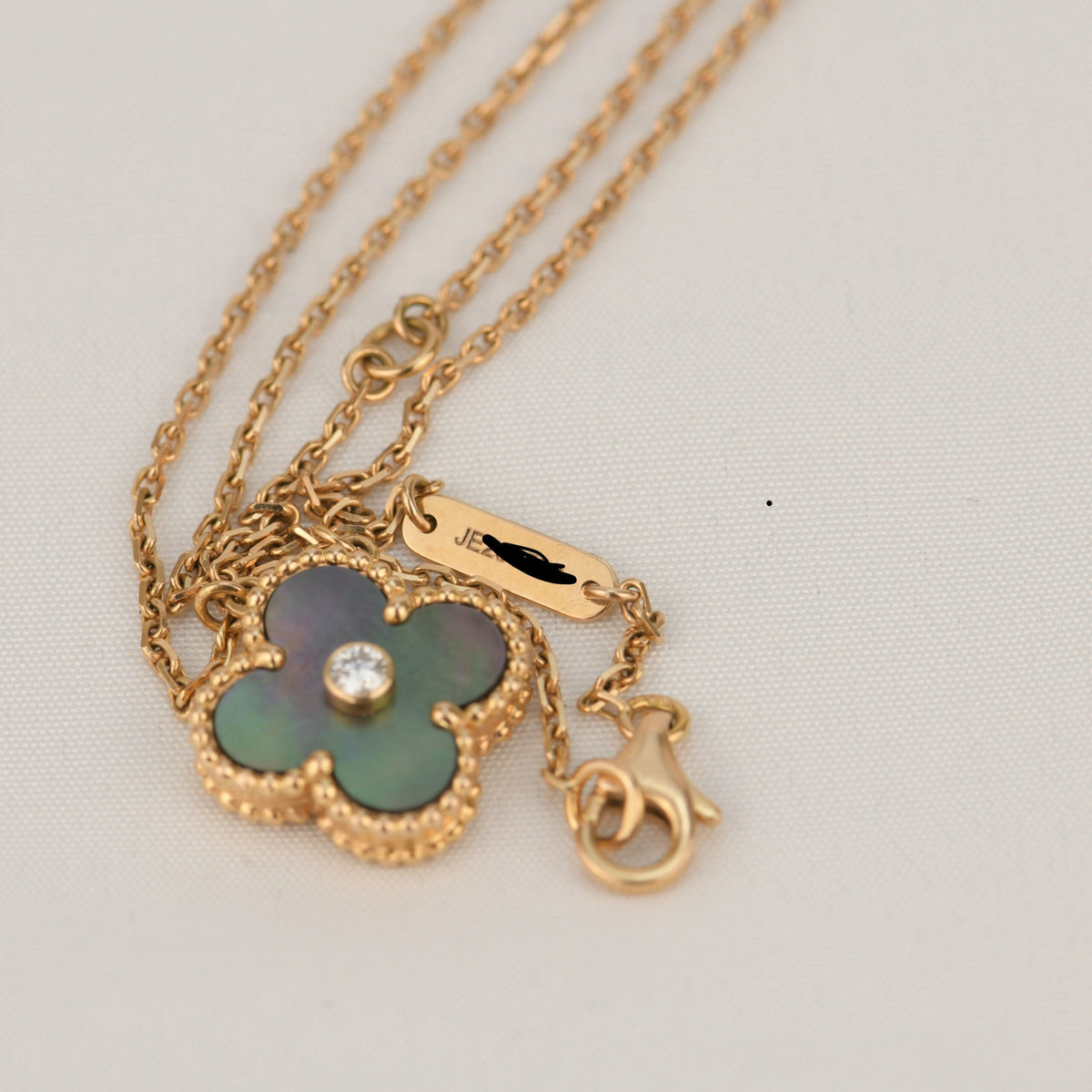 [⭐Shinejoy]CLOVER 15MM ダイヤモンド＆グレーマザーオブパール ネックレス
