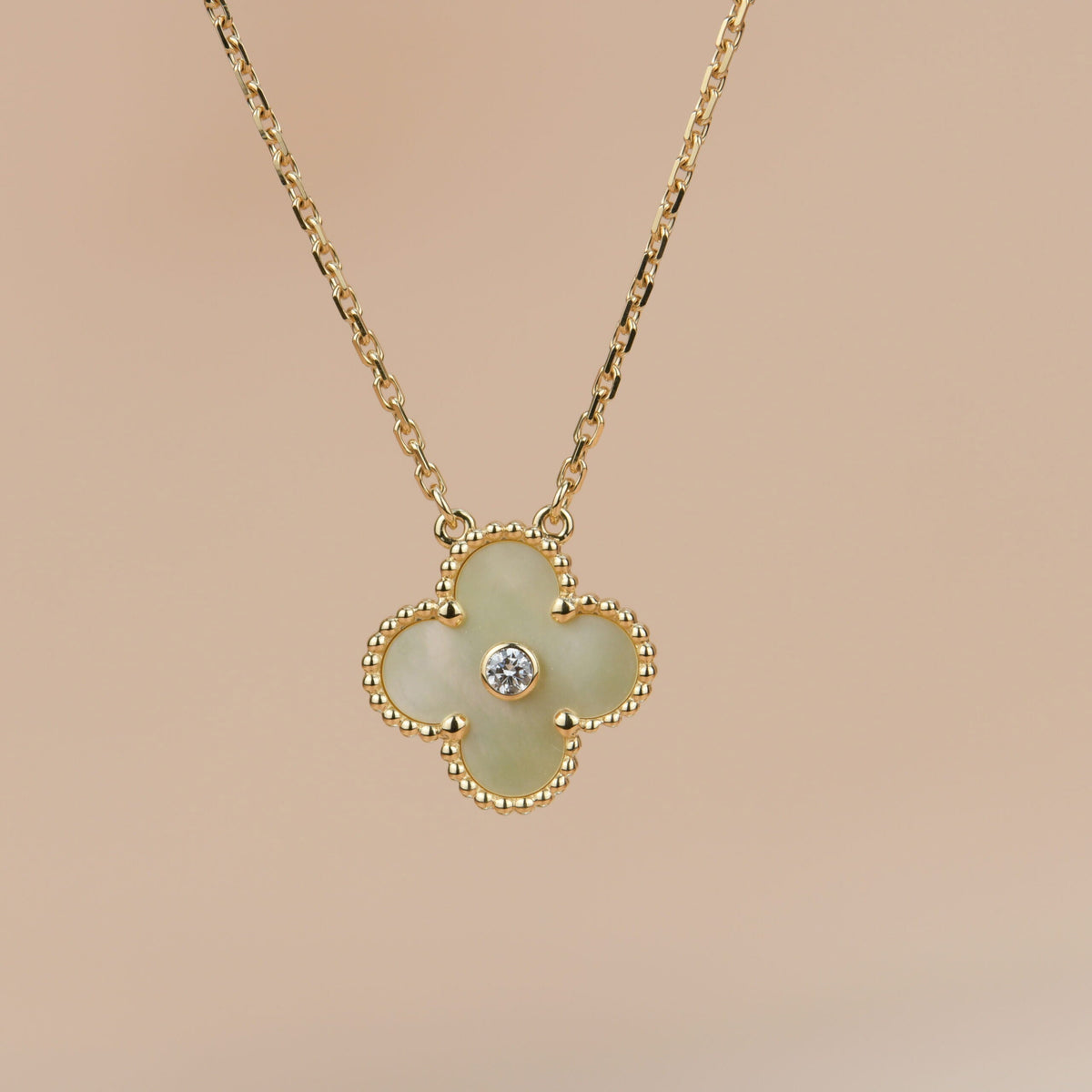 [⭐Shinejoy]CLOVER 15MM ダイヤモンド ゴールド マザーオブパール ネックレス