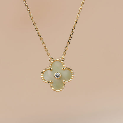 [⭐Shinejoy]CLOVER 15MM ダイヤモンド ゴールド マザーオブパール ネックレス