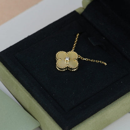 [⭐Shinejoy]CLOVER 15MM ダイヤモンド ゴールド マザーオブパール ネックレス