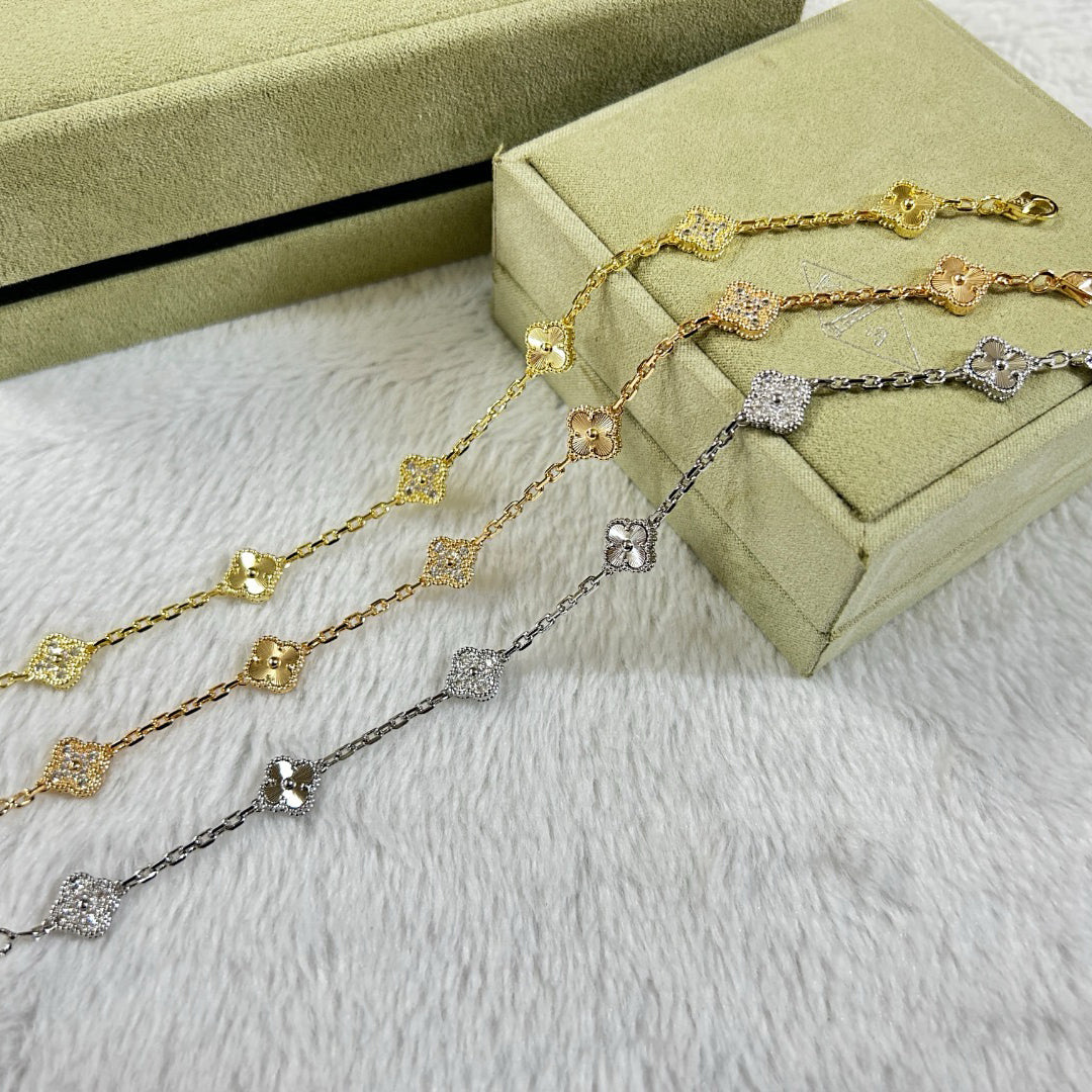 [⭐Shinejoy]クローバー 6モチーフ ダイヤモンド レーザーブレスレット