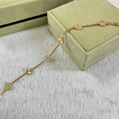 [⭐Shinejoy]クローバー 6モチーフ ダイヤモンド レーザーブレスレット