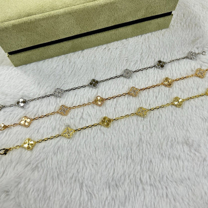 [⭐Shinejoy]クローバー 6モチーフ ダイヤモンド レーザーブレスレット