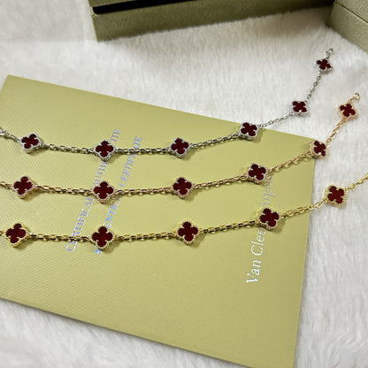 [⭐Shinejoy]クローバー 6モチーフ レッドアゲート ブレスレット