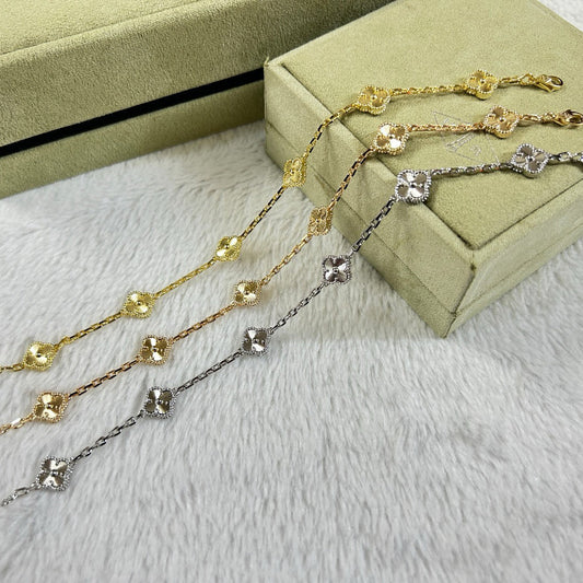 [⭐Shinejoy]クローバー6モチーフ ダイヤモンドブレスレット