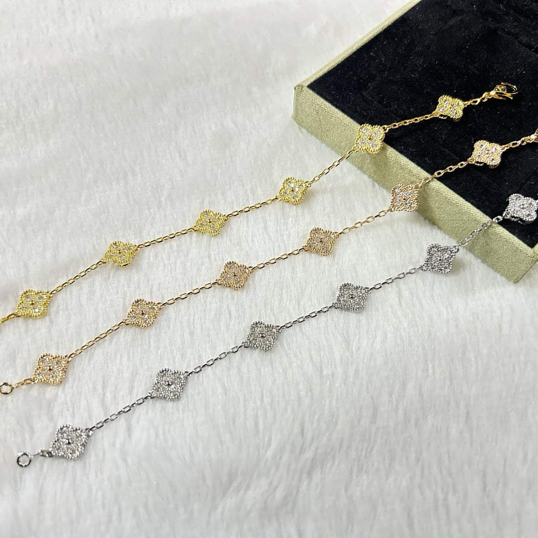 [⭐Shinejoy]クローバー6モチーフ ダイヤモンドブレスレット