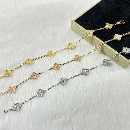 [⭐Shinejoy]クローバー6モチーフ ダイヤモンドブレスレット