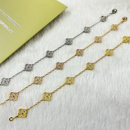 [⭐Shinejoy]クローバー6モチーフ ダイヤモンドブレスレット