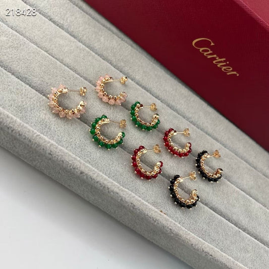 [⭐Shinejoy]新作カラージェムストーンコレクション スモールフープピアス