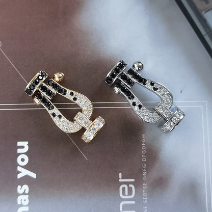 [⭐Shinejoy]FORCE ラージホースシュー ブラック＆ホワイトダイヤモンド ブレスレット ローズゴールド