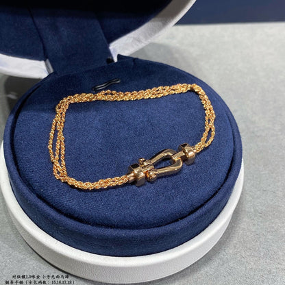 [⭐Shinejoy]FORCE SMALL HORSESHOE  DIAMOND CHAIN ROPE BRACELET
