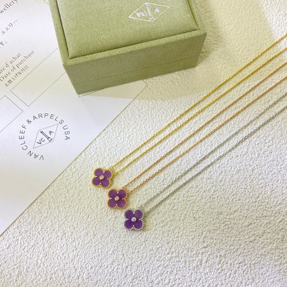 [⭐Shinejoy Jewelry] クローバー 15MM ダイヤモンド パープルバイオレット ネックレス
