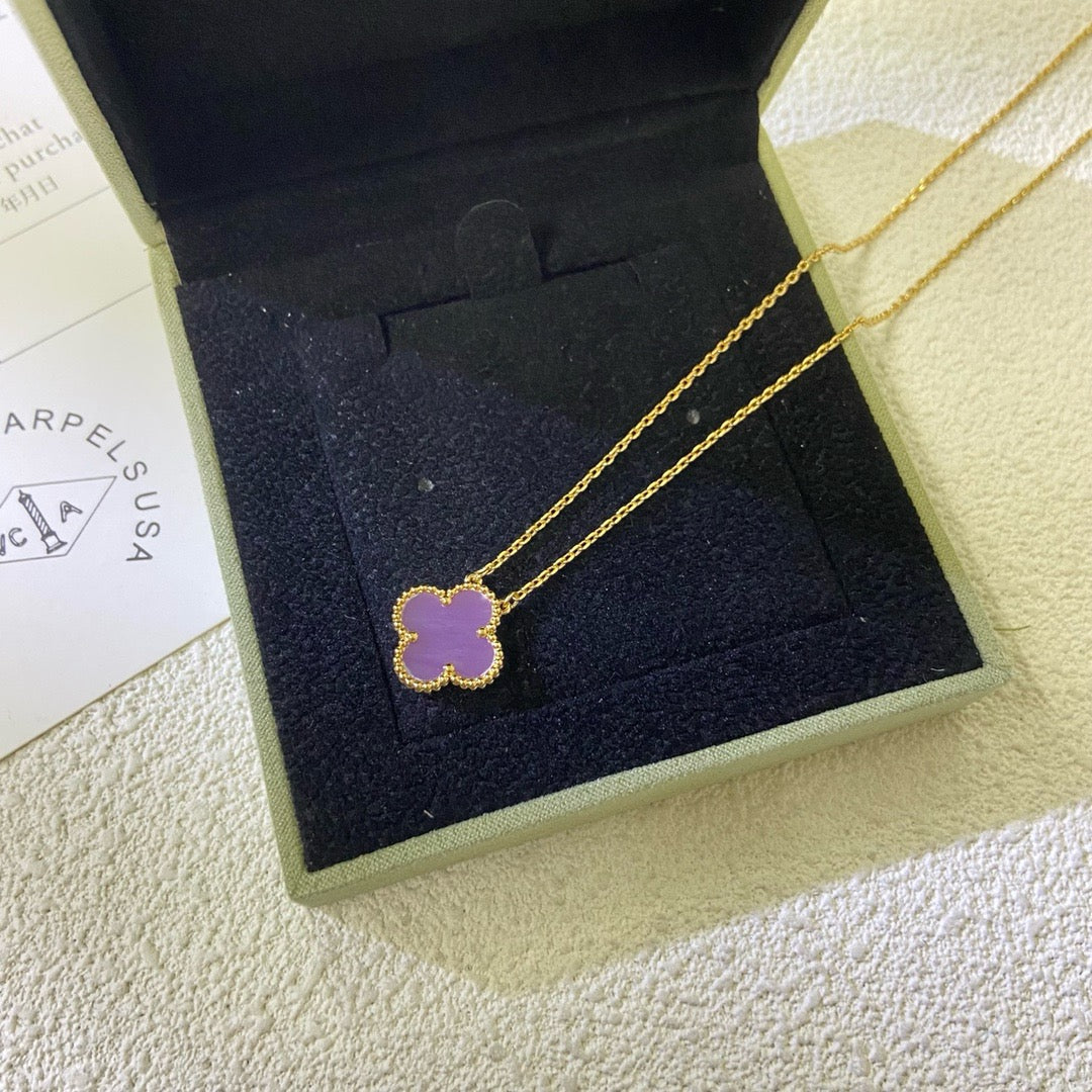 [⭐Shinejoy Jewelry] クローバー 15MM パープルバイオレット ネックレス