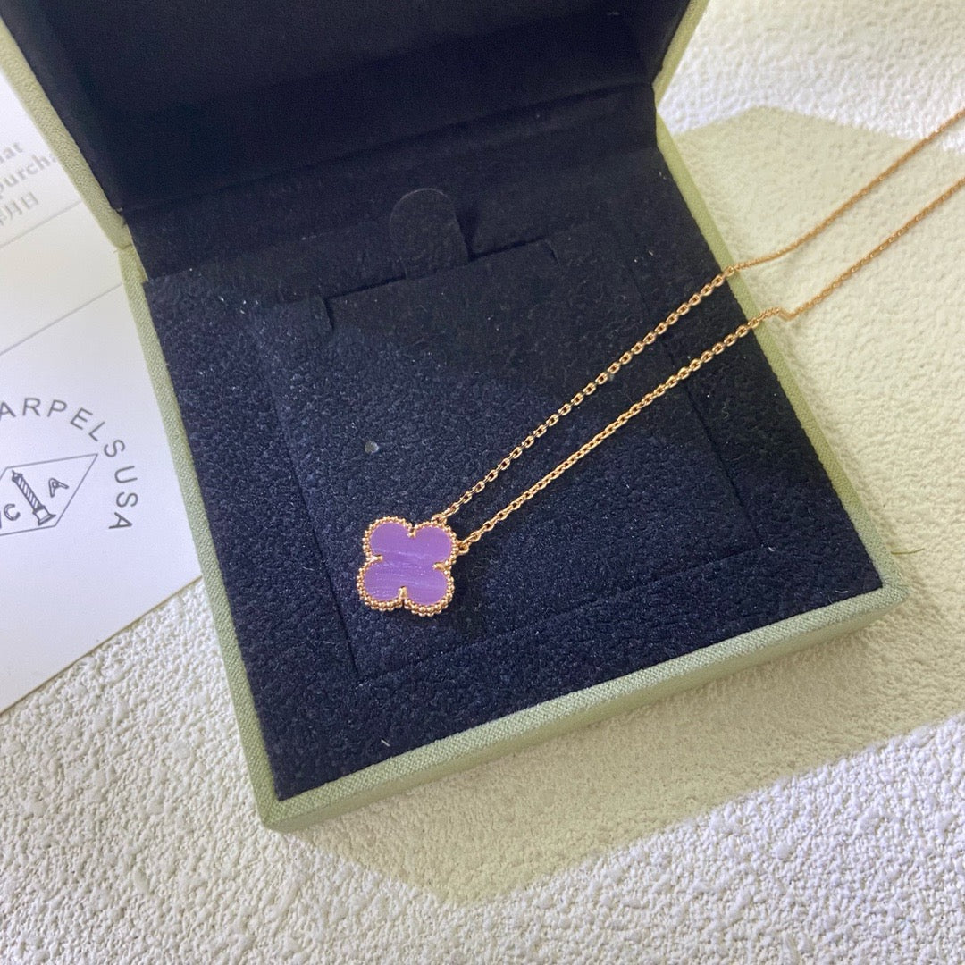 [⭐Shinejoy Jewelry] クローバー 15MM パープルバイオレット ネックレス