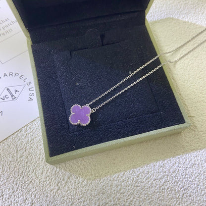 [⭐Shinejoy Jewelry] クローバー 15MM パープルバイオレット ネックレス