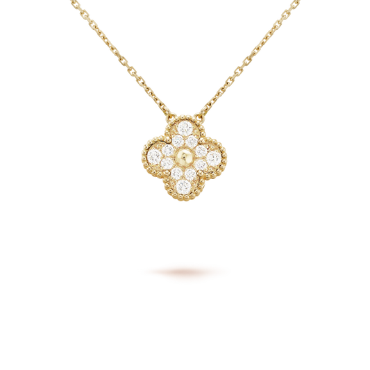 [⭐Shinejoy]CLOVER 15MM DIAMOND SINGLE FLOWER NECKLACE