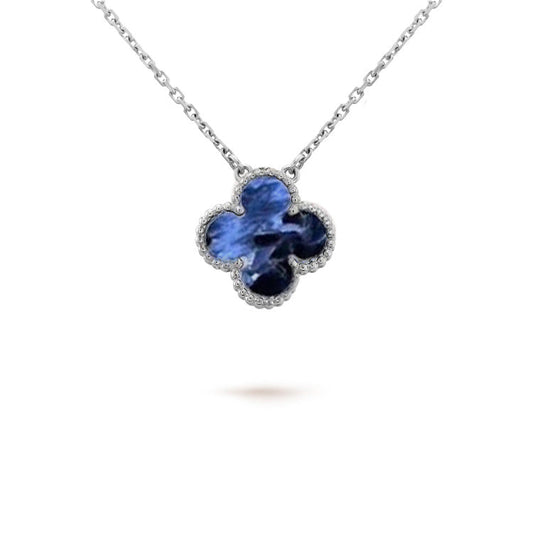 [⭐Shinejoy]CLOVER 15MM PIETERSITE NECKLACE SILVER