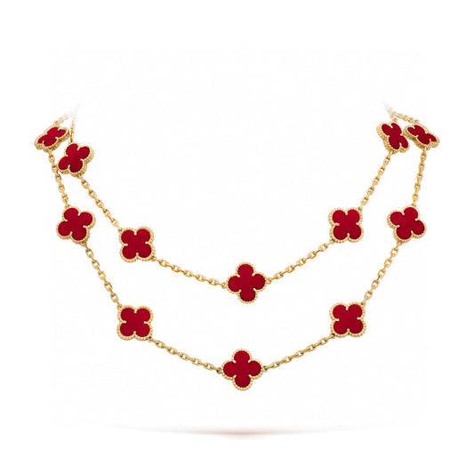 [⭐Shinejoy]CLOVER 20 MOTIFS CARNELIAN NECKLACE