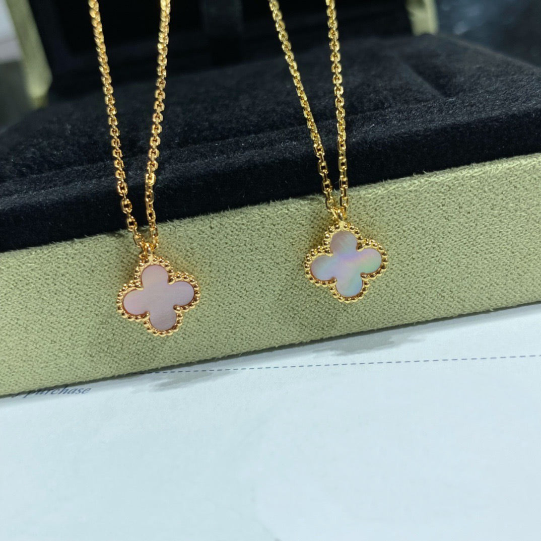 [⭐Shinejoy]クローバー 15MM ピンクマザーオブパール シングルフラワーネックレス