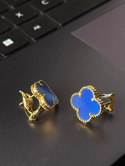 [⭐Shinejoy] クローバー ラージ (20mm) 1モチーフ ブルーマザーオブパール スタッドピアス