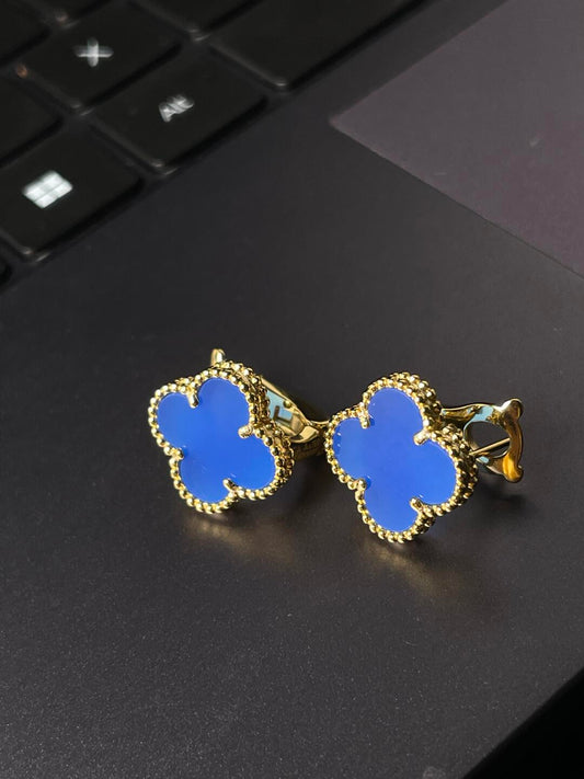 [⭐Shinejoy] クローバー ラージ (20mm) 1モチーフ ブルーマザーオブパール スタッドピアス