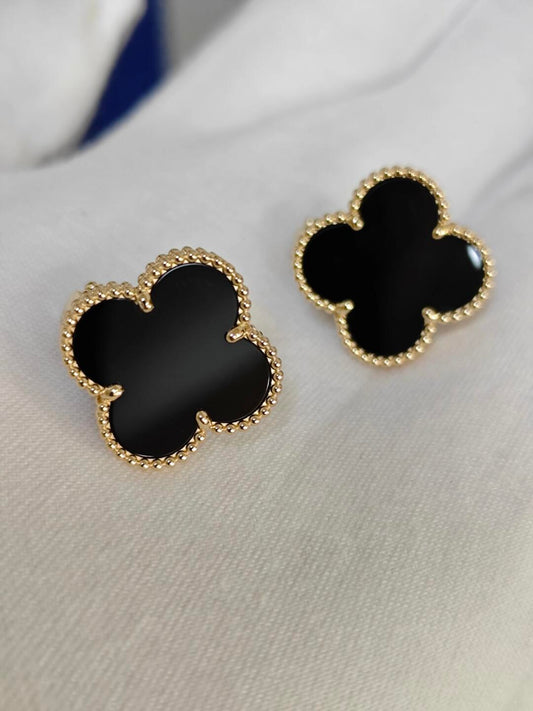 [⭐Shinejoy]CLOVER 20MM ブラックマザーオブパールピアス