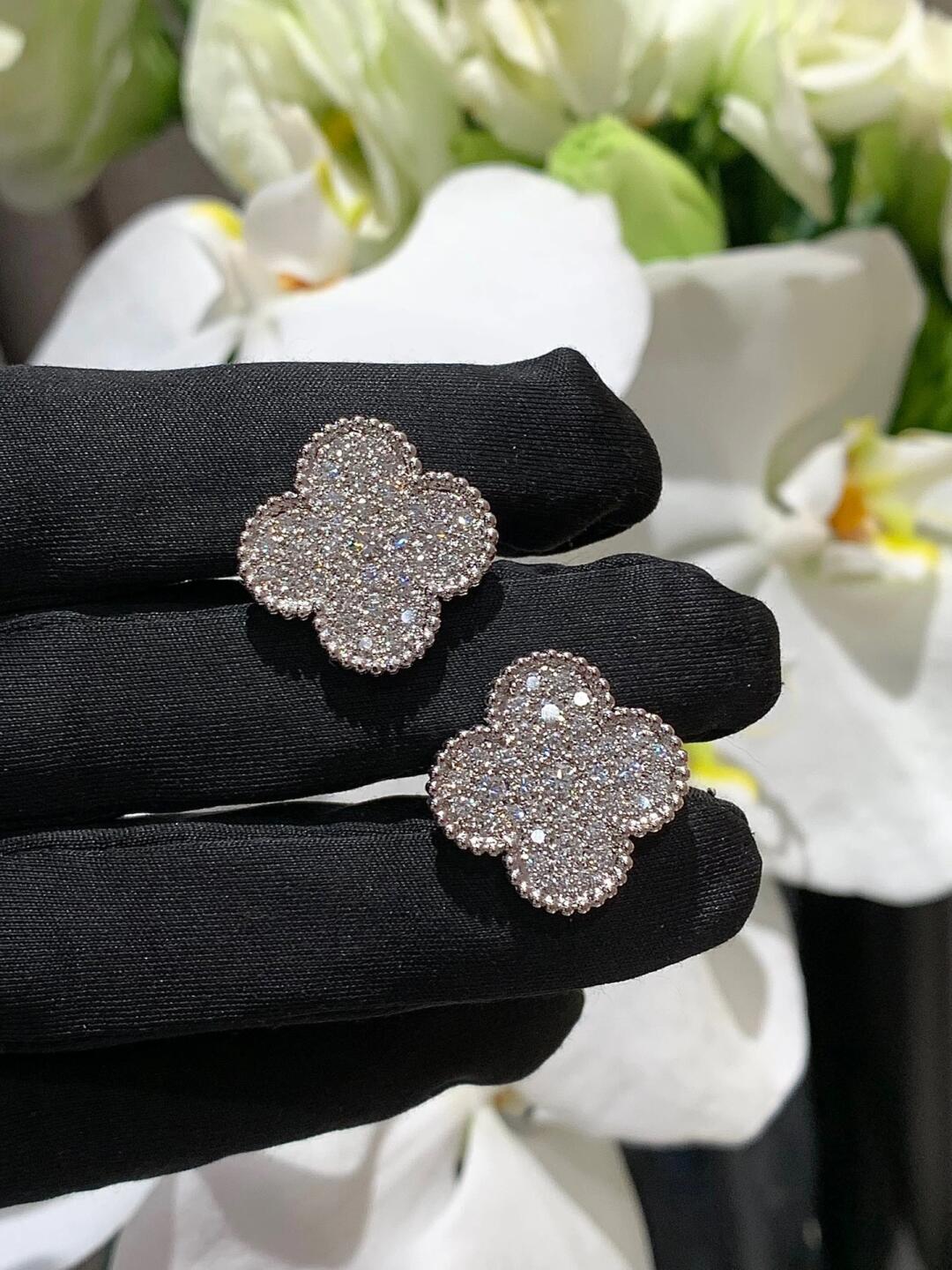 [⭐Shinejoy]CLOVER 20MM MOTIV DIAMANT-OHRSTECKER SILBER