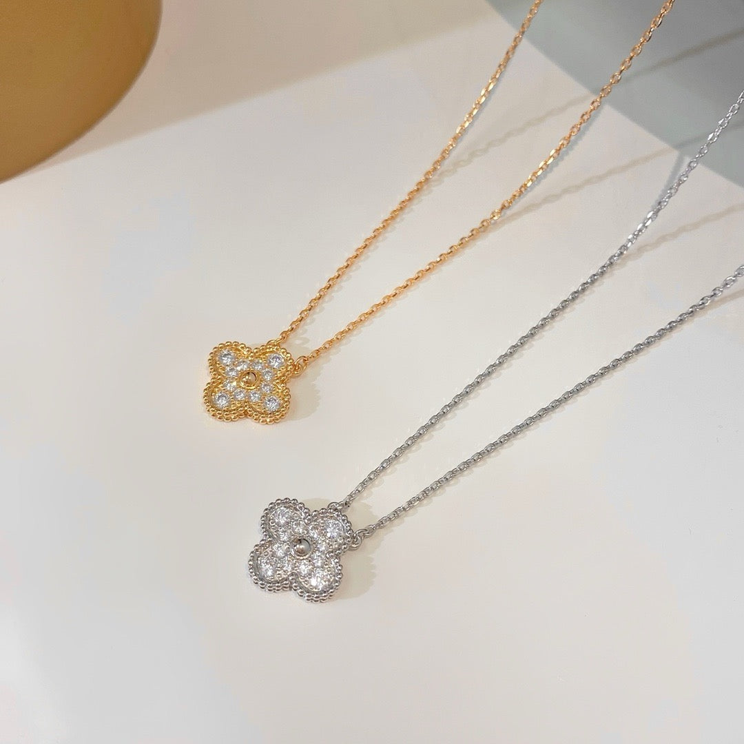 [⭐Shinejoy]クローバー 15MM ダイヤモンド シングル フラワー ネックレス