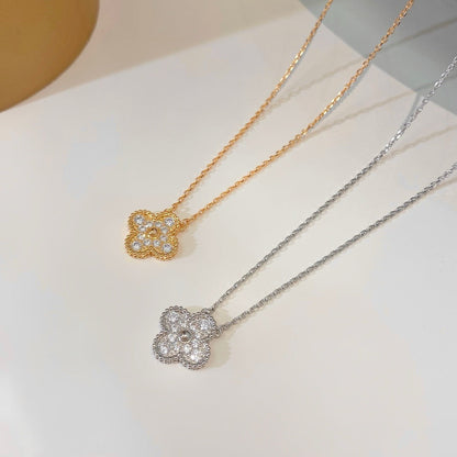 [⭐Shinejoy]クローバー 15MM ダイヤモンド シングル フラワー ネックレス