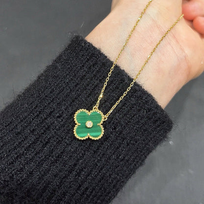 [⭐Shinejoy]CLOVER 15MM DIAMOND TURQUOISE NECKLACE